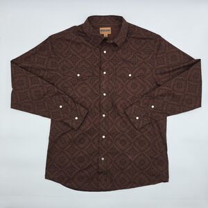 Mens Large Western Cowboy Long Sleeve Black Pearl Button Up Shirt Redhead Ranch